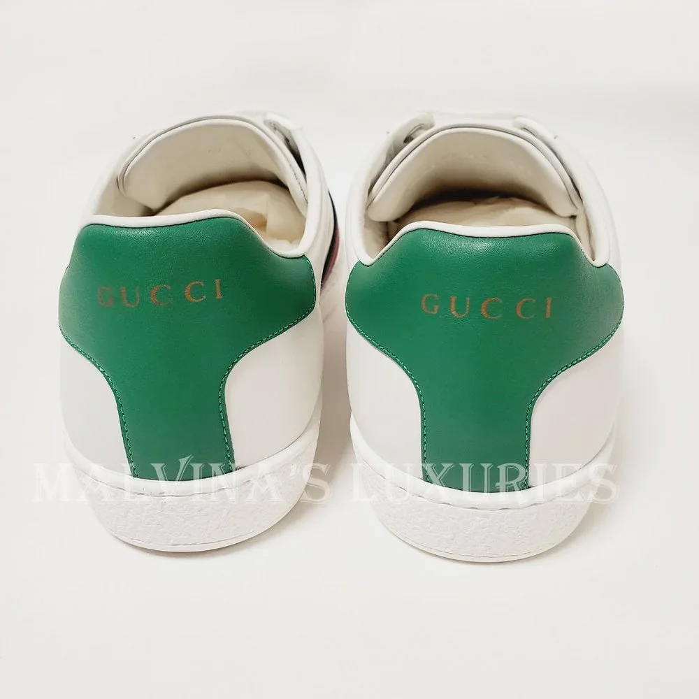 GUCCI SNEAKERS NEW ACE KITTEN WHITE LEATHER SHOES w WEB sz 41 11